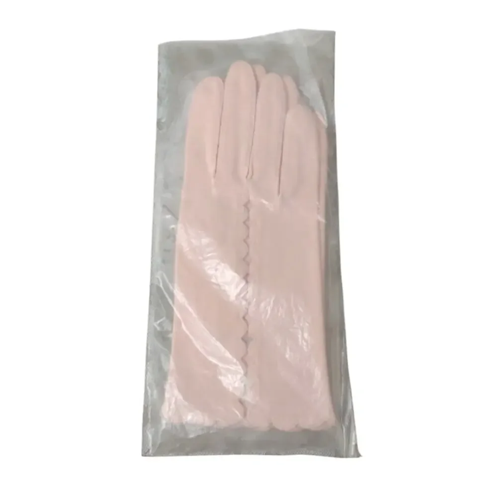 CRESCENDOE 1960s Vintage Gloves Peach Pink Embroidered Scalloped Edges 50s Retro
